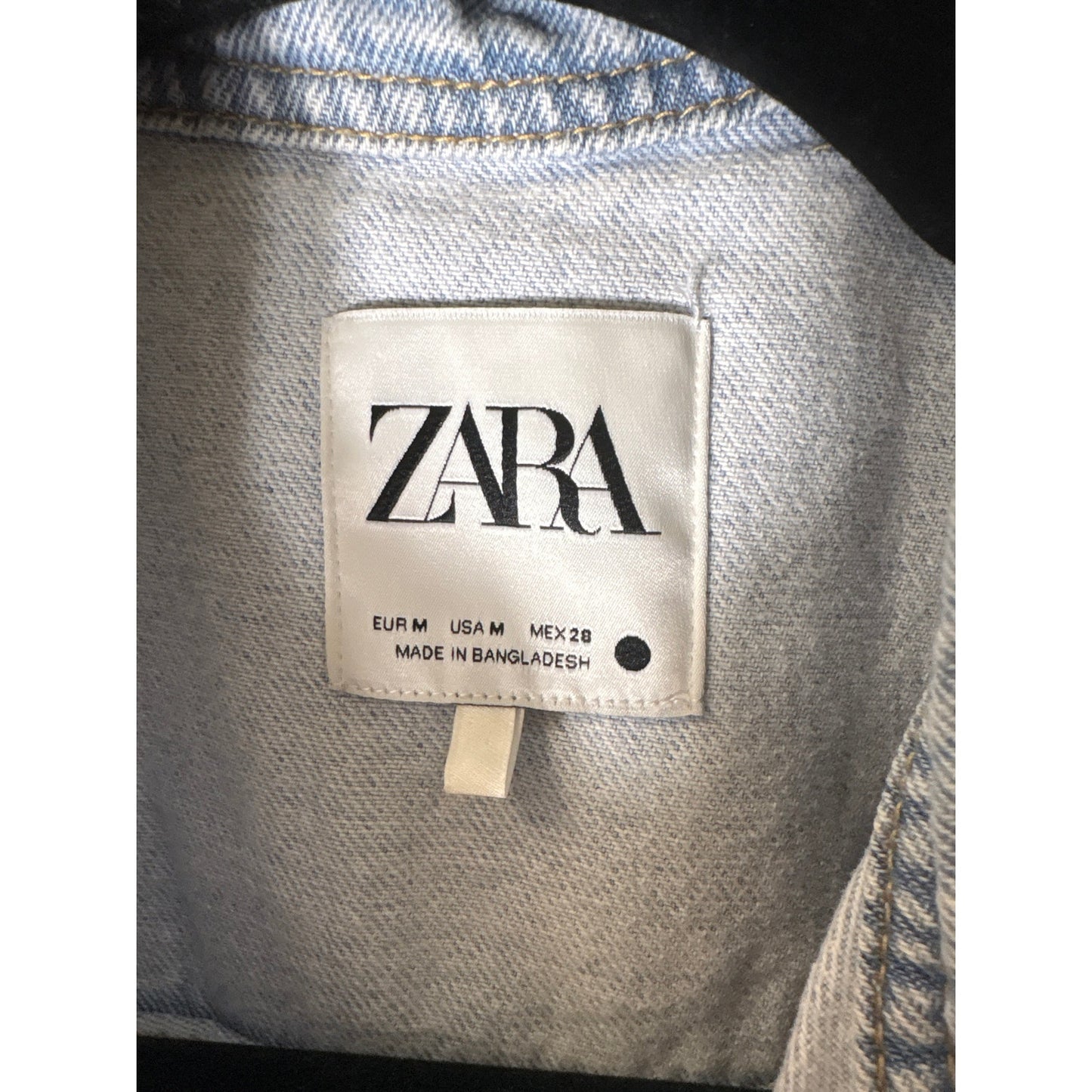 Zara Light Wash Button Up Denim Mini Dress Sz M