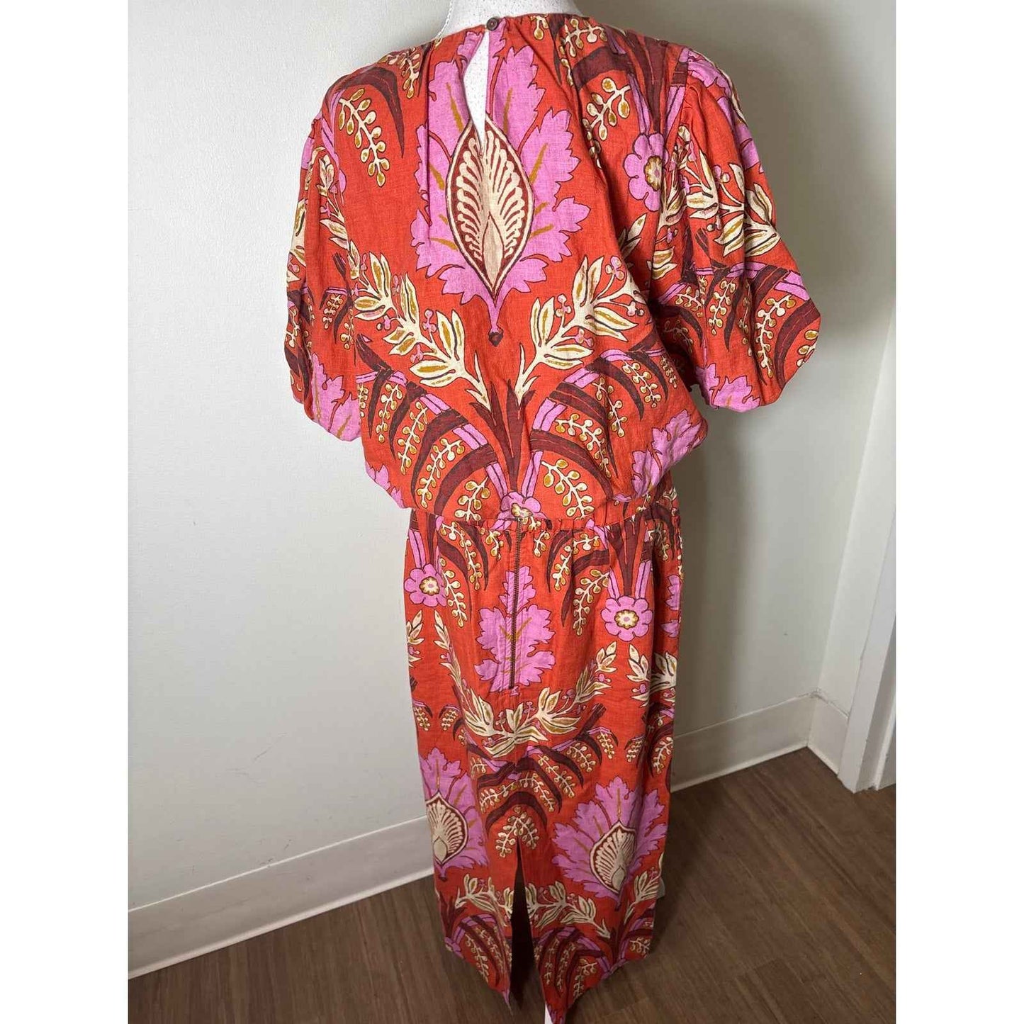 Sundance Dark Orange Purple Puff Sleeve Top and SKirt Set Sz M