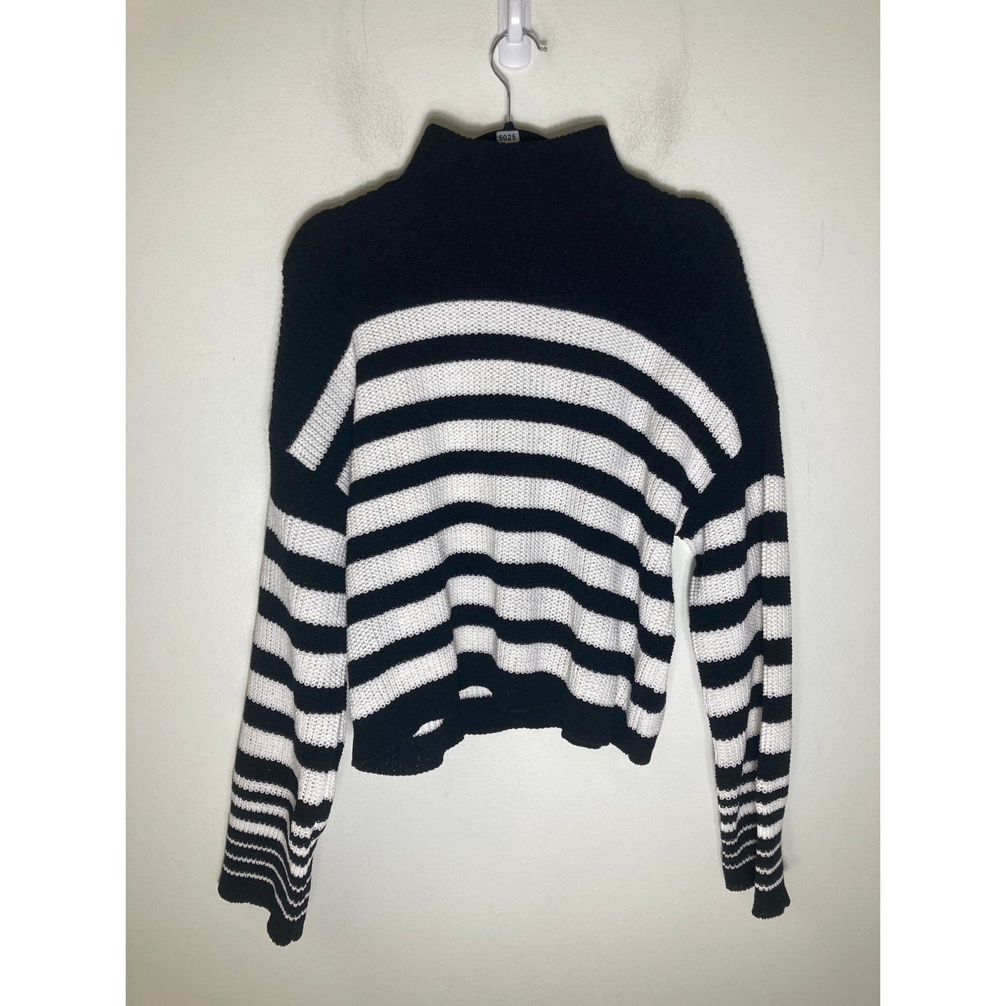 Sanctuary Black and White Stripe Knit Turtleneck Sweater Sz S