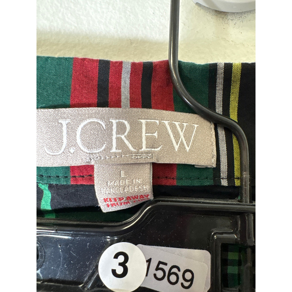 J. Crew Red and Green Plaid Long Sleeve PJ Pants Set Sz L
