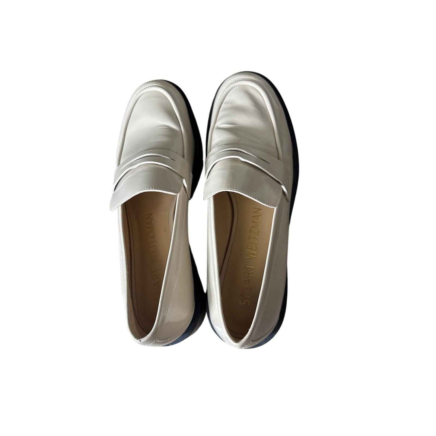 Stuart Weitzman Cream Penny Loafers Sz 9