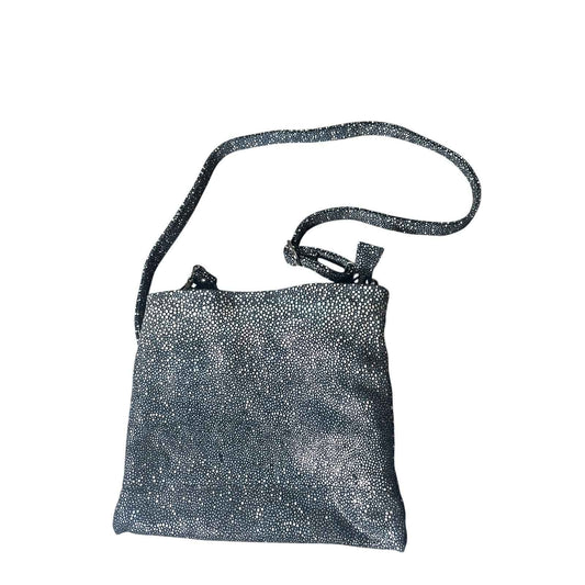 Cofi Genuine Leather Black Neutral Pebbled Dot Crossbody Bag 10.5"x11"