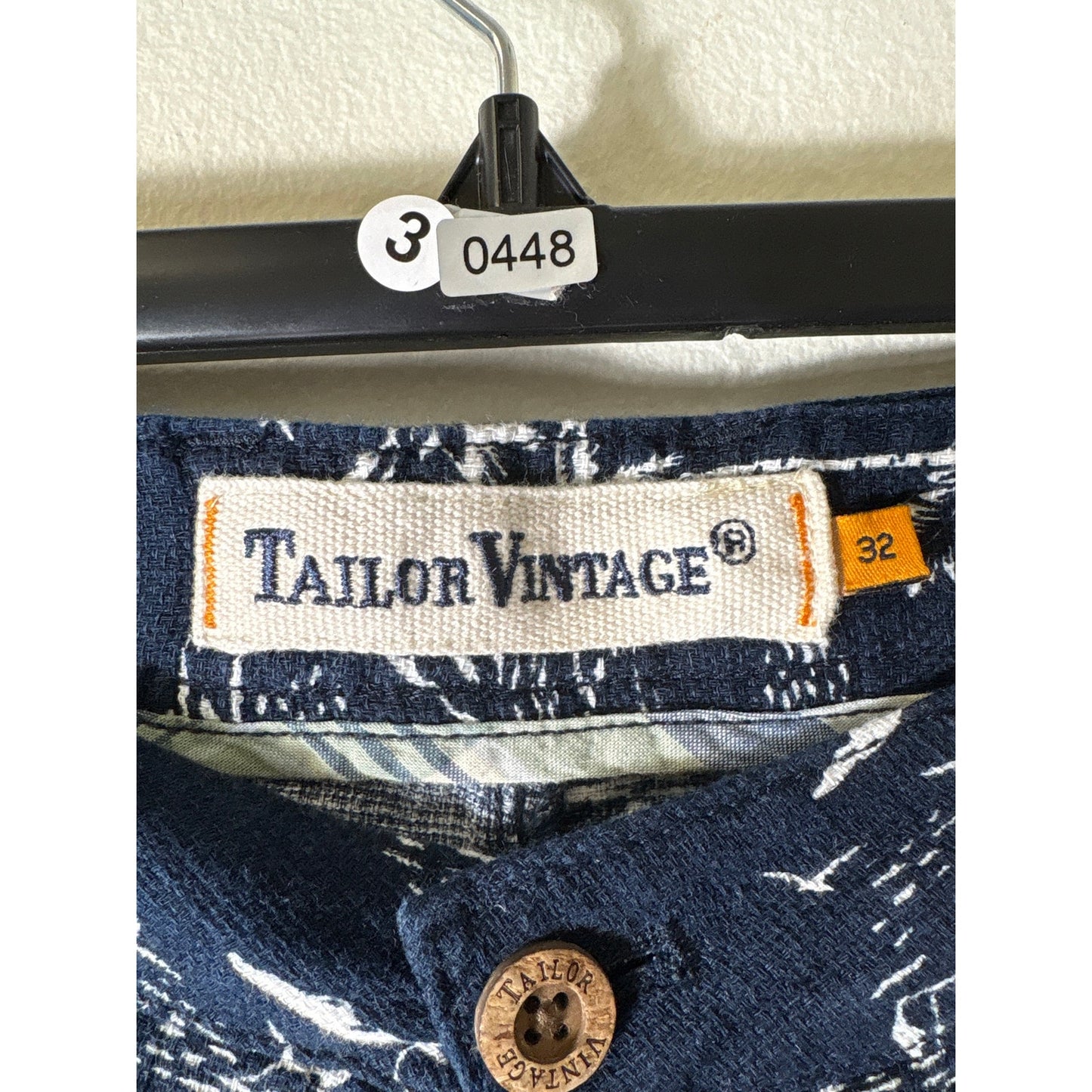 Mens Tailor Vintage Navy Greenwich Slim Fit Shorts Sz 32