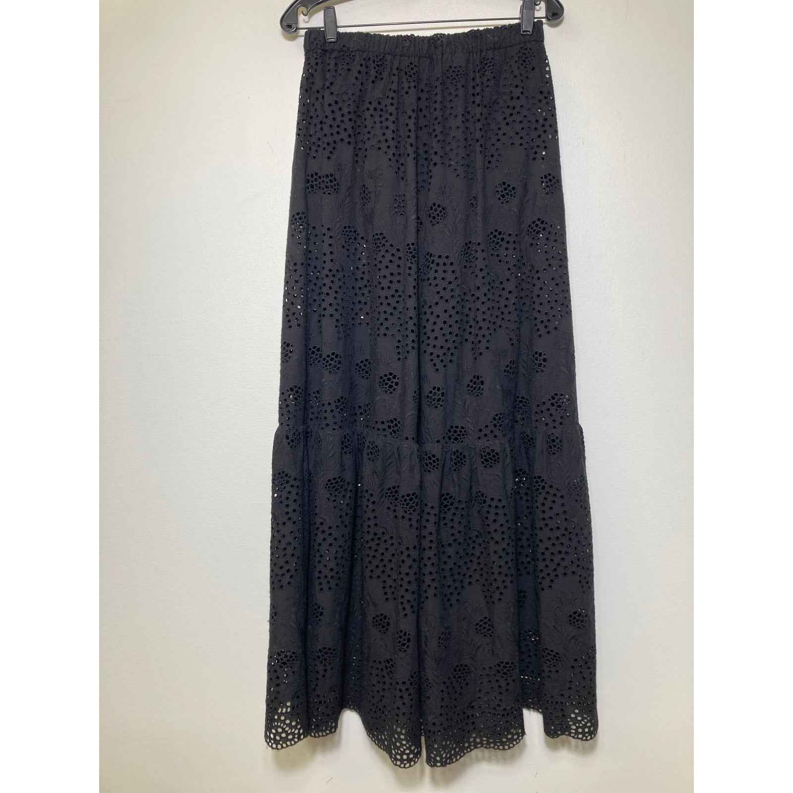 SPRWMN Black Eyelet Maxi Skirt Sz S