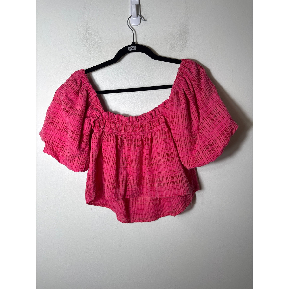 Storia Hot Pink Mesh Off the Shoulder Crop Top Sz M