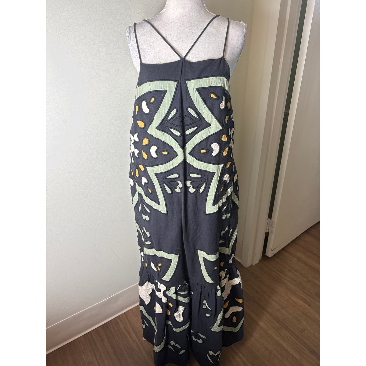 Sea New York Navy With Embroidery Maxi Dress Sz M
