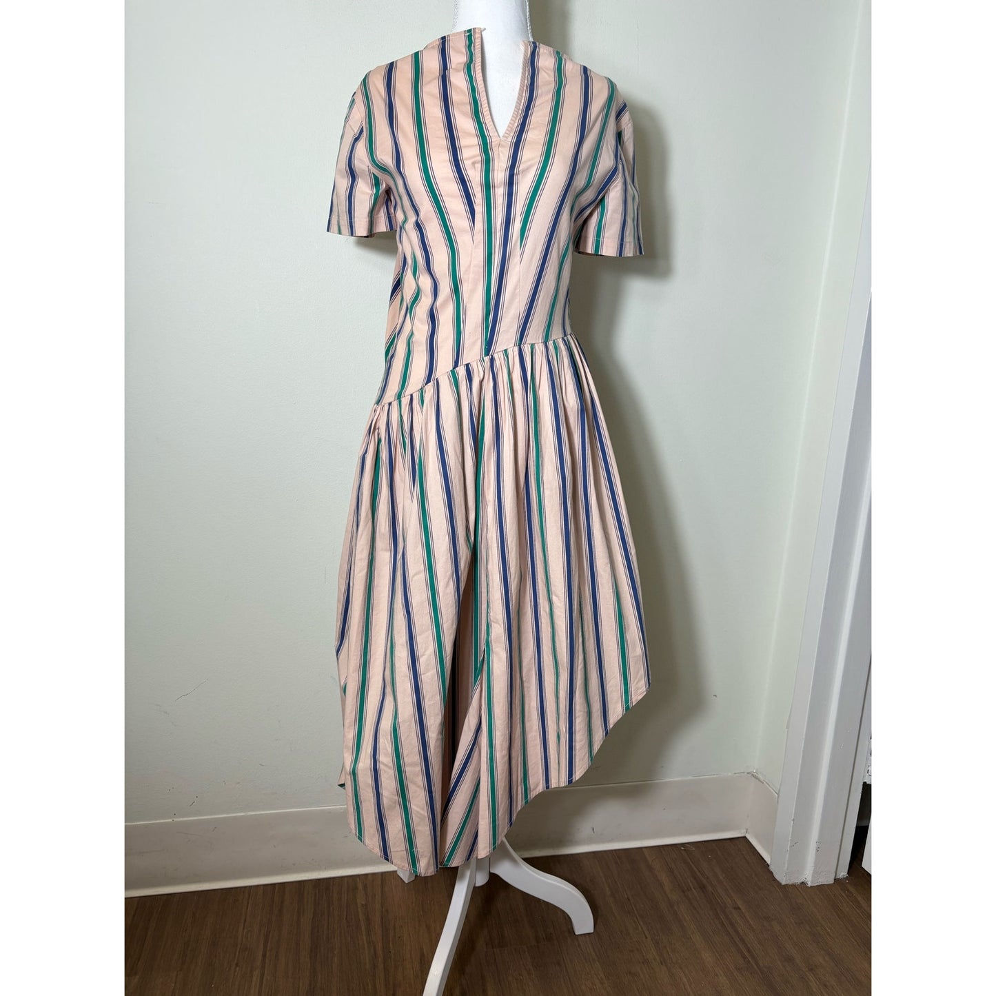English Factory Light Peach Short Sleeve Asymmetrical Cotton Dress Sz XS