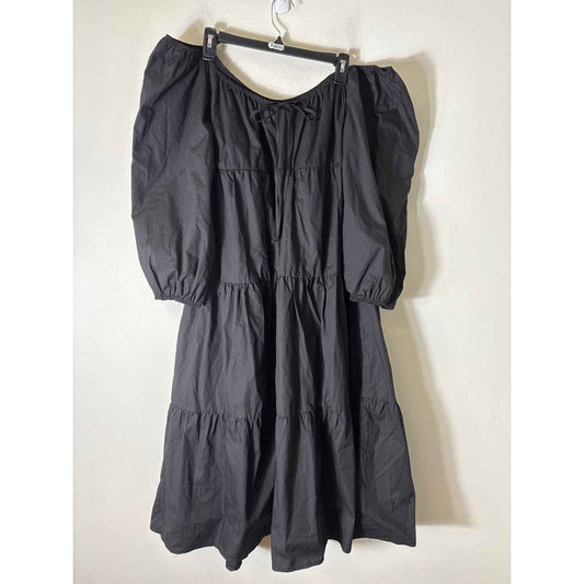 HYFVE Black Off The Shoulder Long Sleeve Midi Dress Sz L