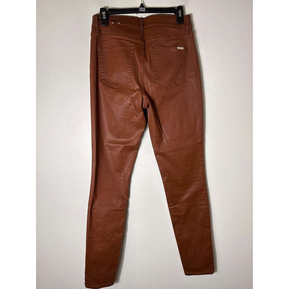White House Black Market Camel Faux Leather The Skinny Pant Sz 4