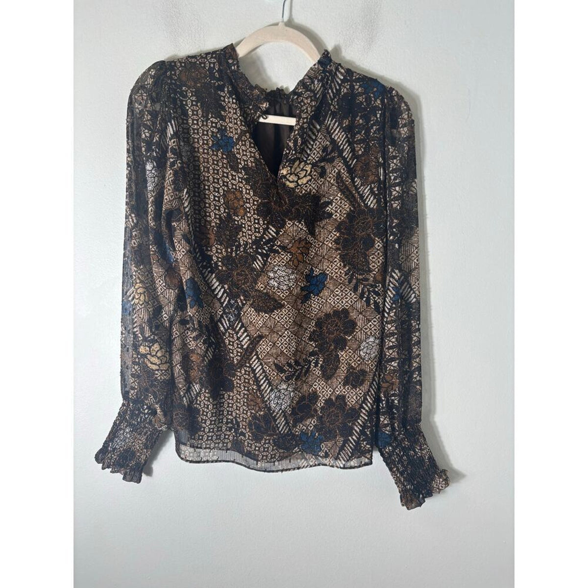 Joi Brown Floral Shirt Long Sleeve XS