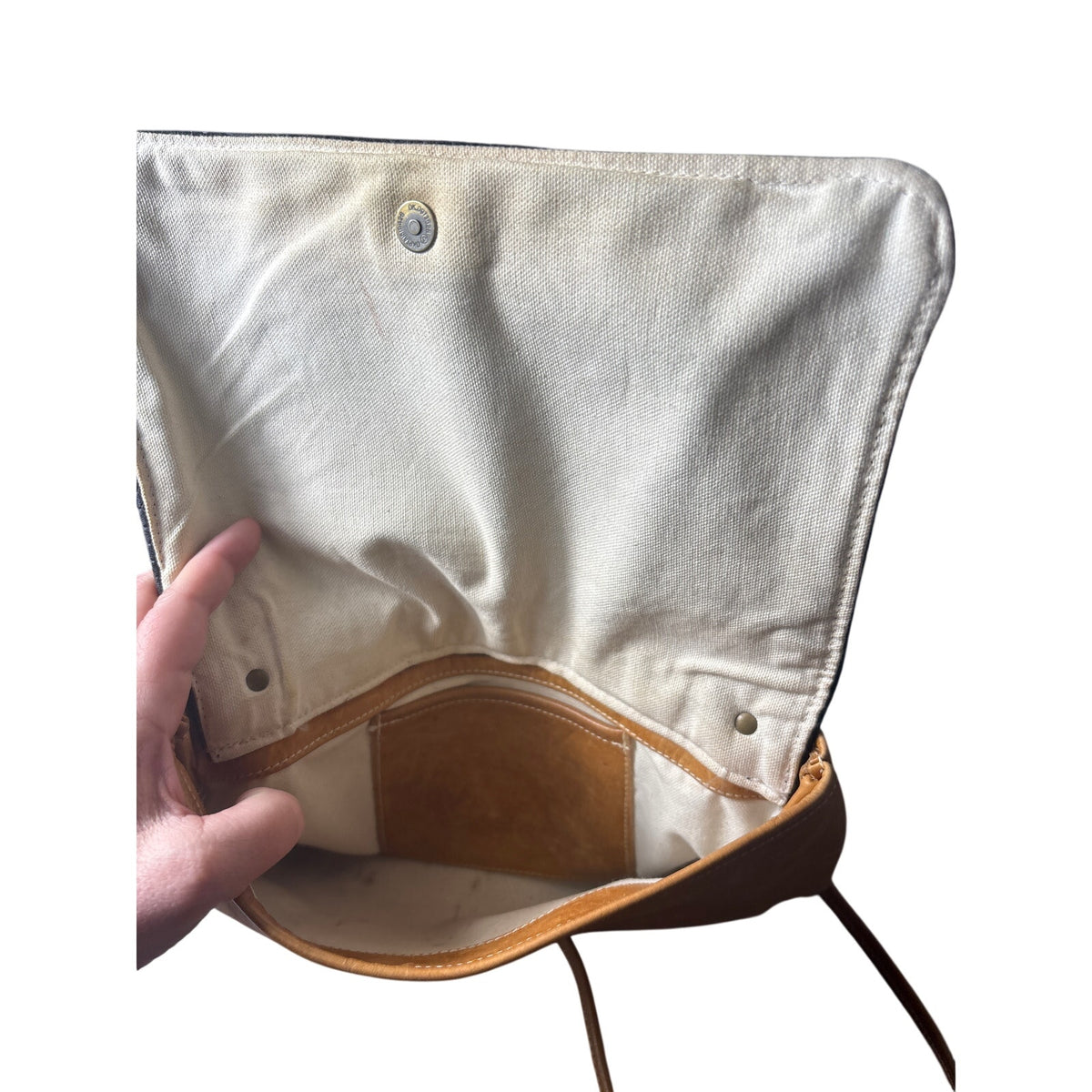 Ceri Hoover Black Tan Mixed Media Leather Crossbody Bag