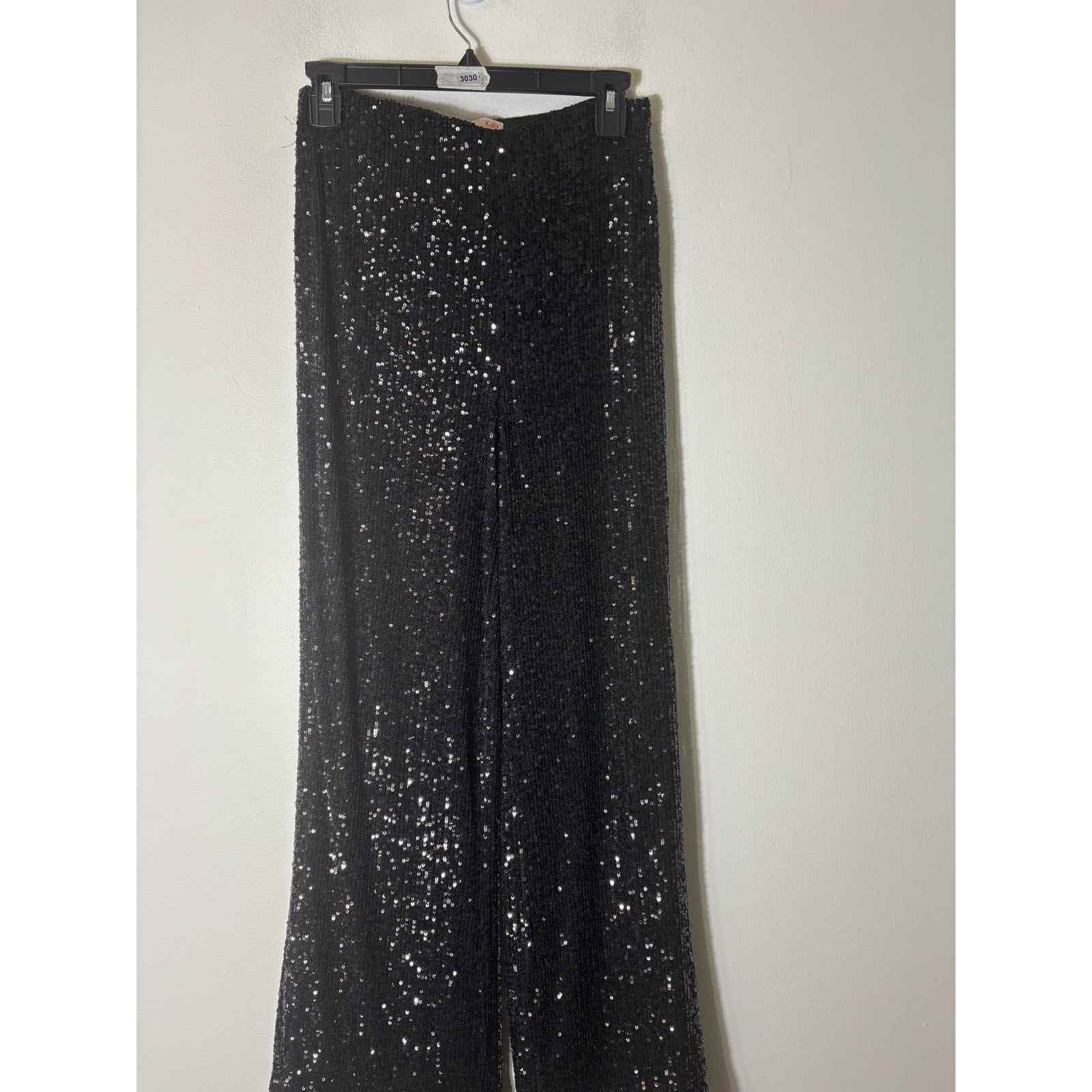 Gianni Bini Black Sequin Side Zip Pants Sz S