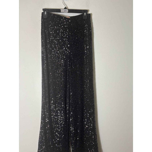 Gianni Bini Black Sequin Side Zip Pants Sz S