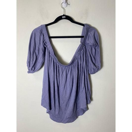 Ella Moss Purple Cold Shoulder 3/4 Sleeve Cropped Top Sz S