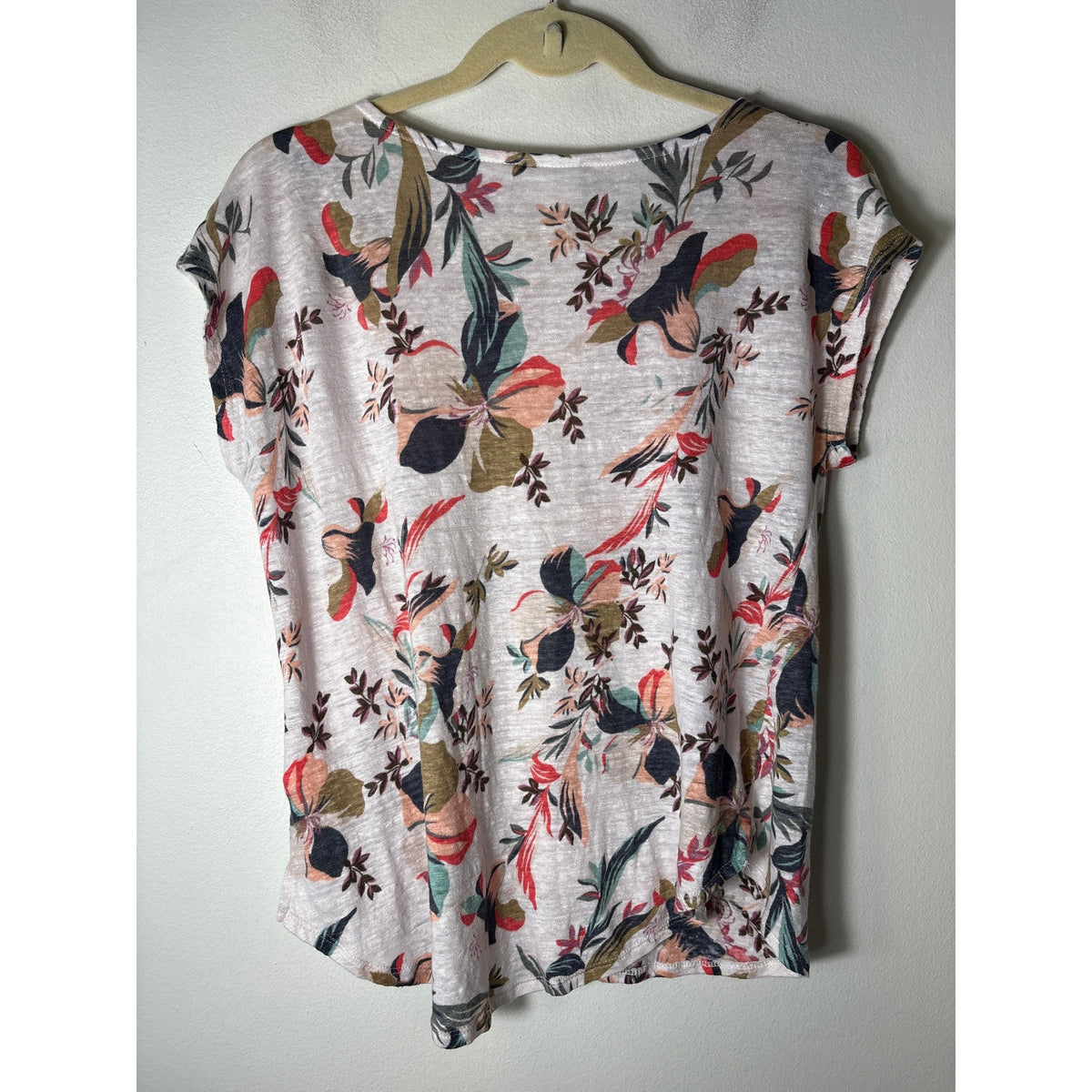 Rachel Zoe Peach Floral Linen Knit Sz M