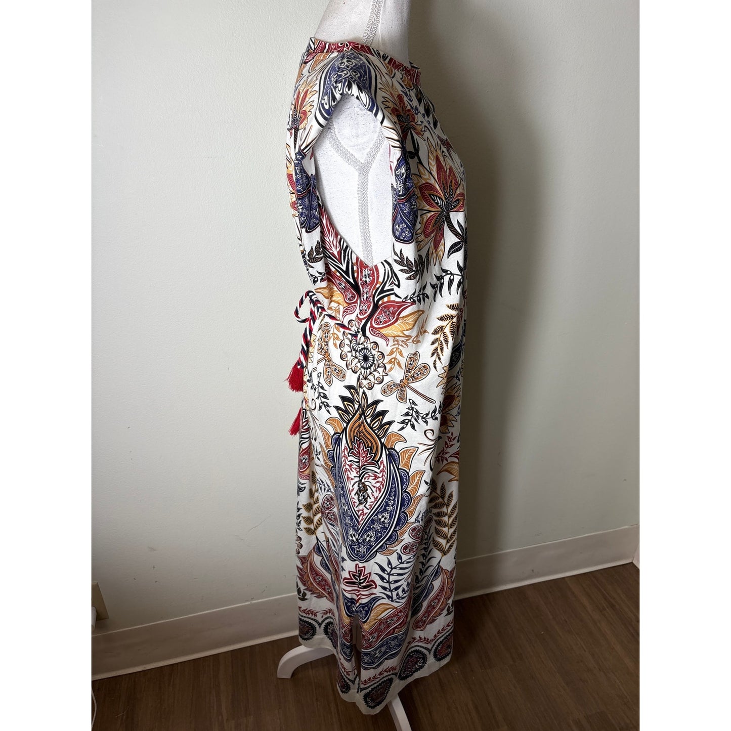 Farm Rio Blue and Brown Floral Butterfly Tee Maxi Dress Sz S