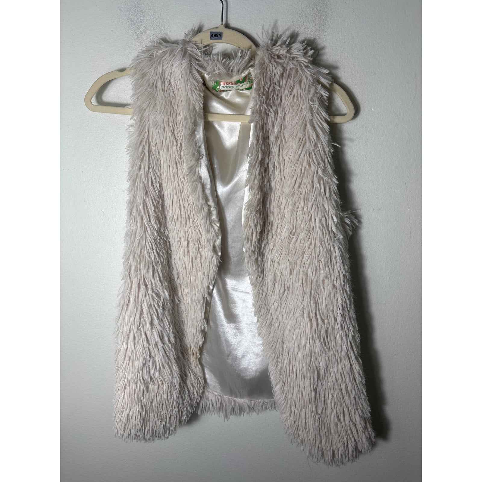 Pants Store Cream Shag Vest Sz One Size