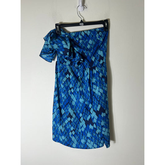 Ginanni Bini Blue One Shoulder Mini Dress Sz 0
