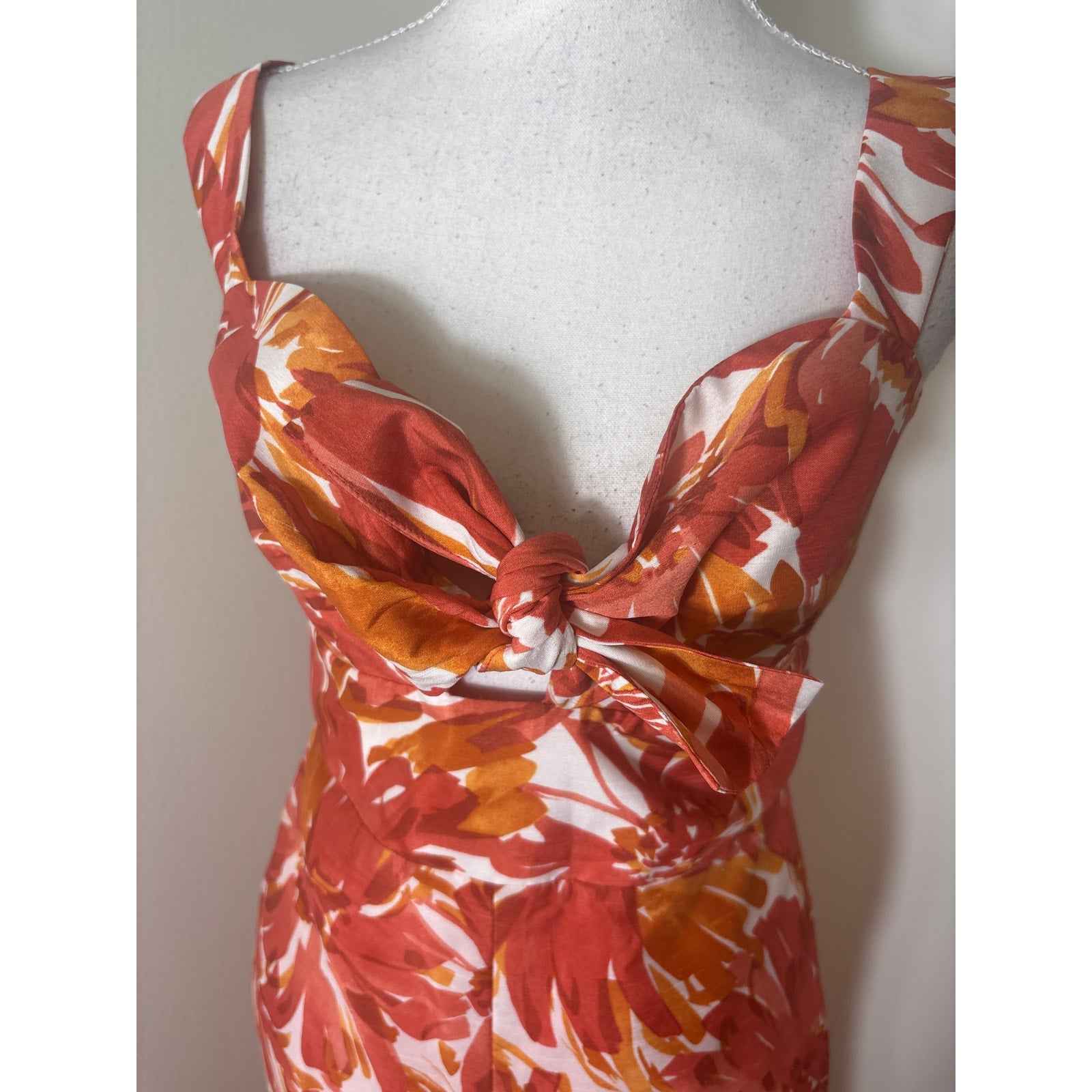 Alexis Pinkish Orange Floral Sleeveless Wide Leg Jumpsuit Sz S