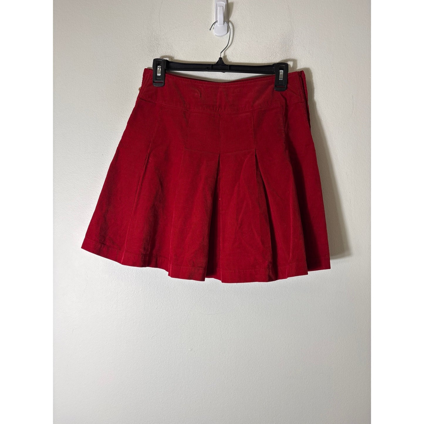Girls Polo Ralph Lauren Red Cordoroy Pleated Mini Skirt Sz 16