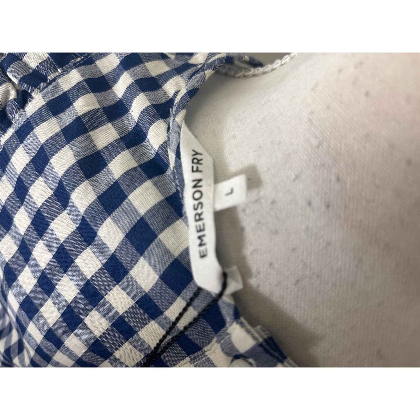 NWT Emerson Fry Blue and White Gingham Mabel and Moss Long Sleeve Top Sz L