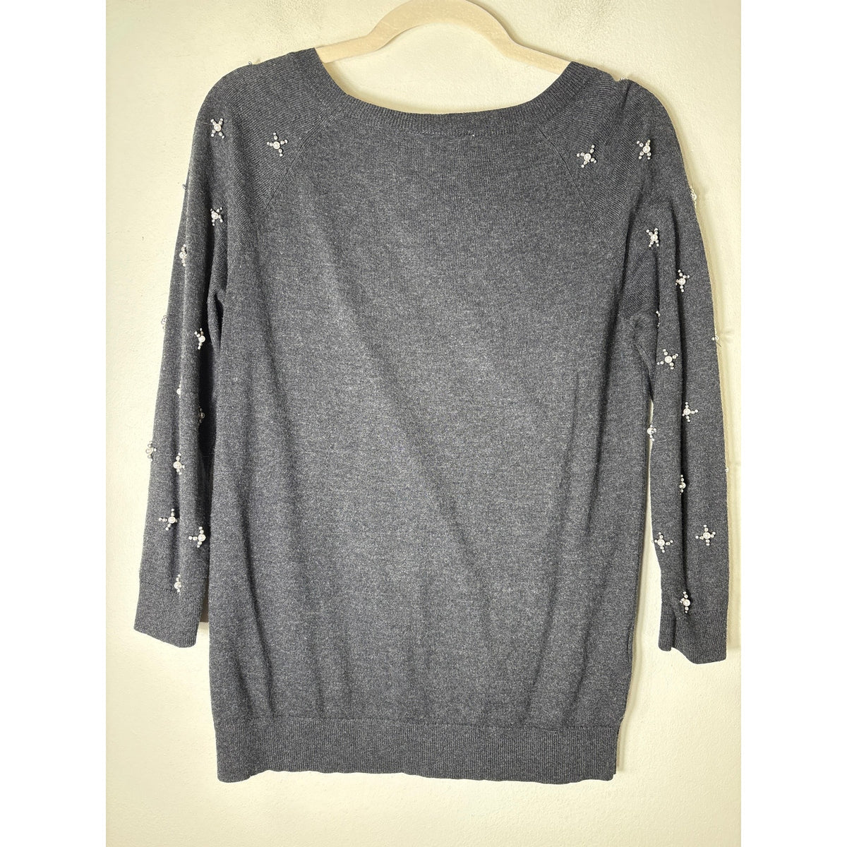 Loft Gray with Pearl Embellishment Sweater Sz M