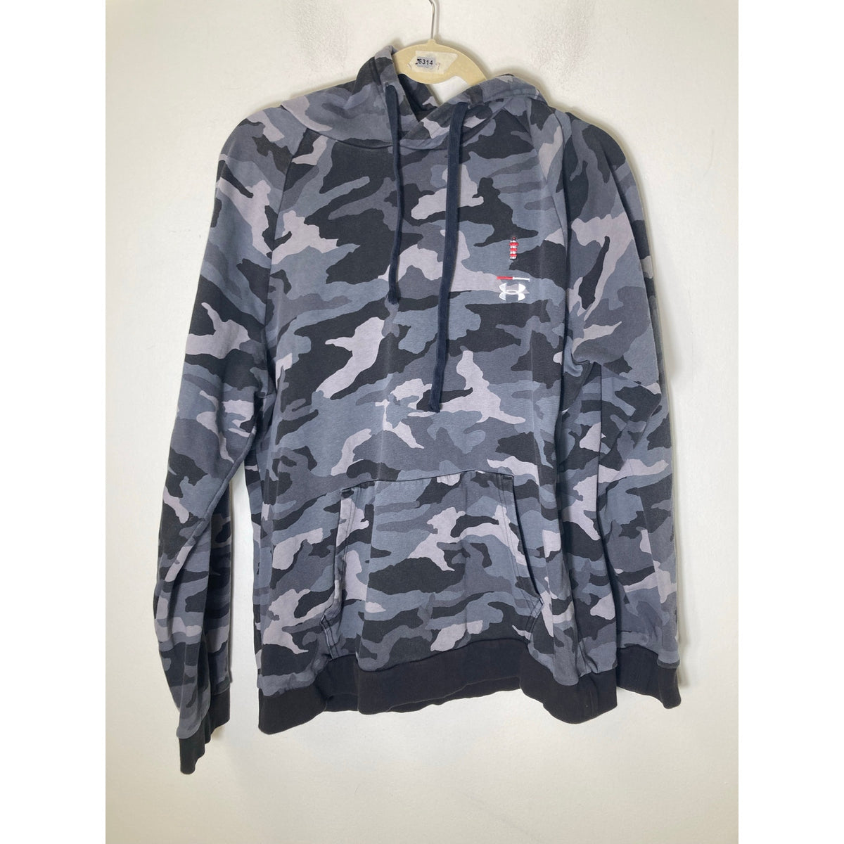 Men's Under Armor Black Camo Long Sleeve Hooded Sweatshirt Sz L