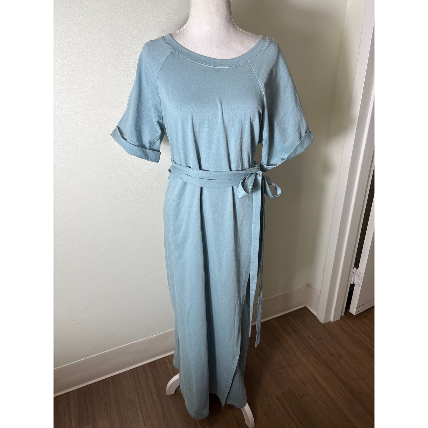 Tuckernuck Light Blue Cuffed Sleeve Tee Maxi Dress Sz M