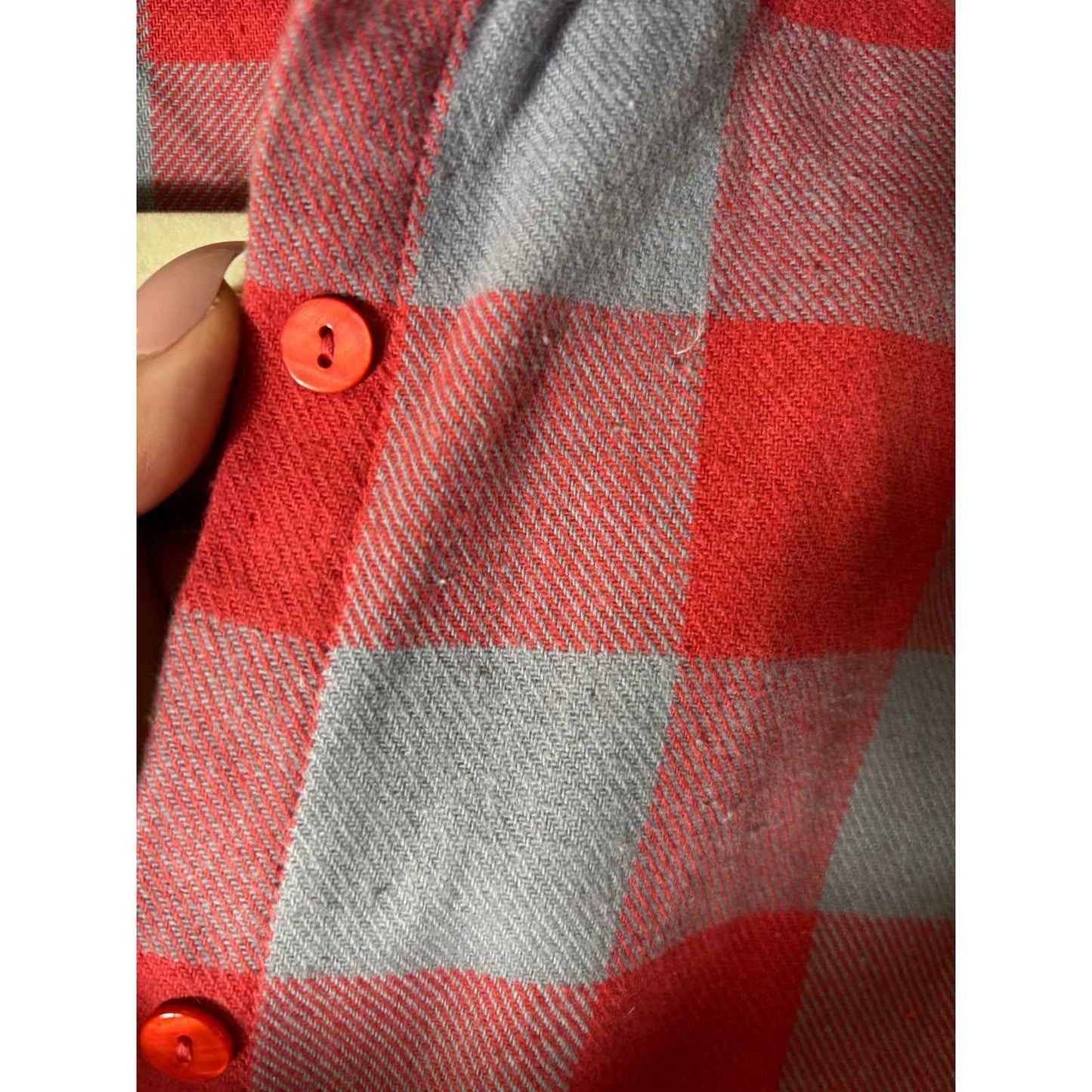 Tuckernuck Gray Red Checked Long Sleeve Cotton Button Up Shirt Sz S