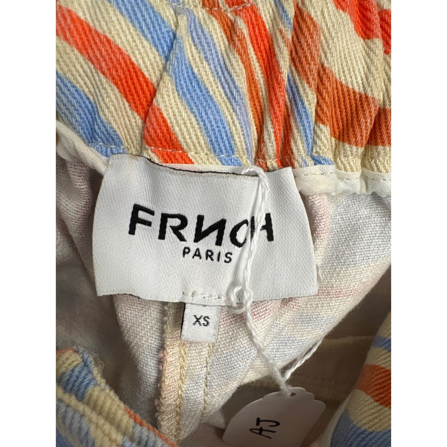 FRNCH Paris Orange Light Blue High Waisted Cotton Denim Shorts Sz XS