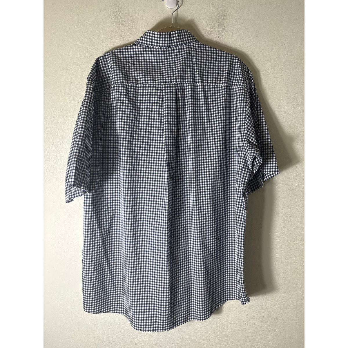 Jos A. Bank Blue and White Gingham Short Sleeve Button Up Shirt Sz XL