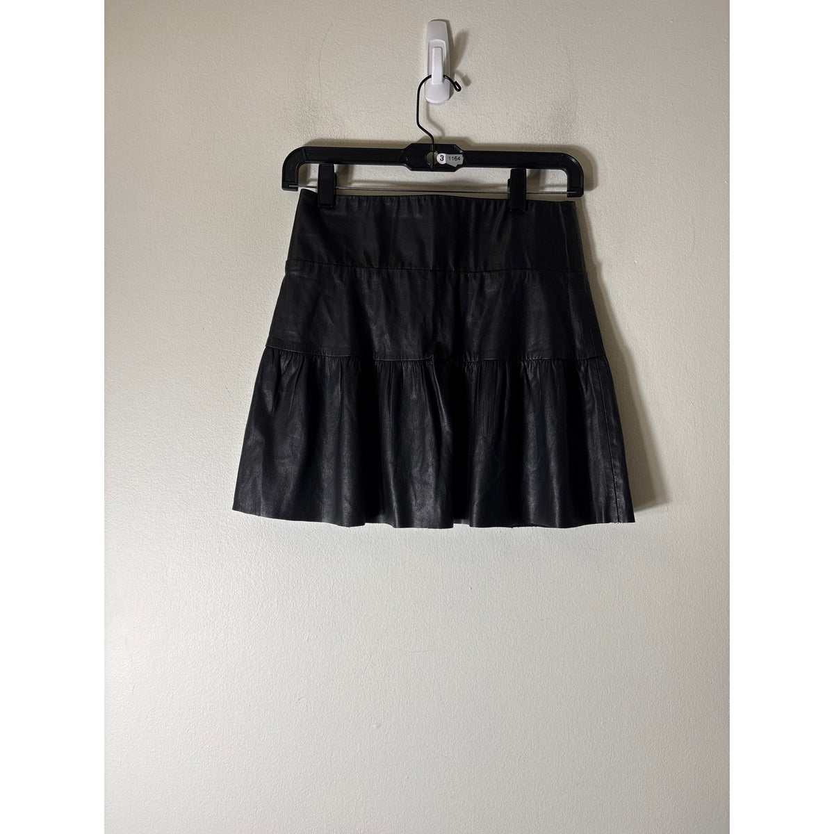 Shug Black Pull On Faux Leather Mini Skirt Sz S