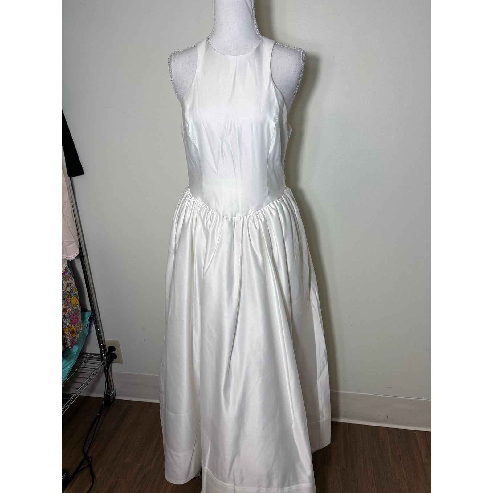 NWT BHLDN Ivory White Sleeveless Gown with Full Skirt Sz M