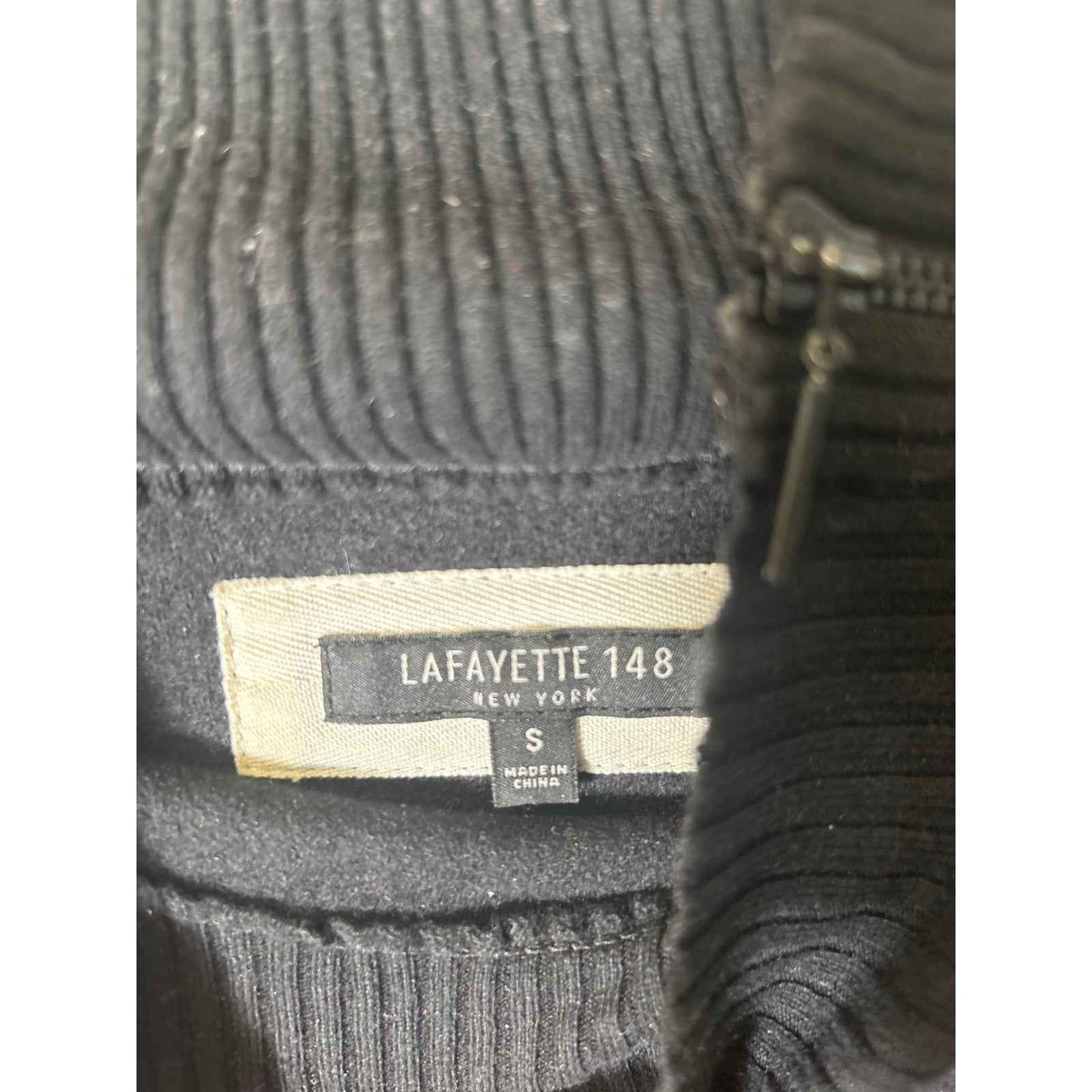 Lafayette 148 Black Long Sleeve Wool Mock Neck Shirt Sz S