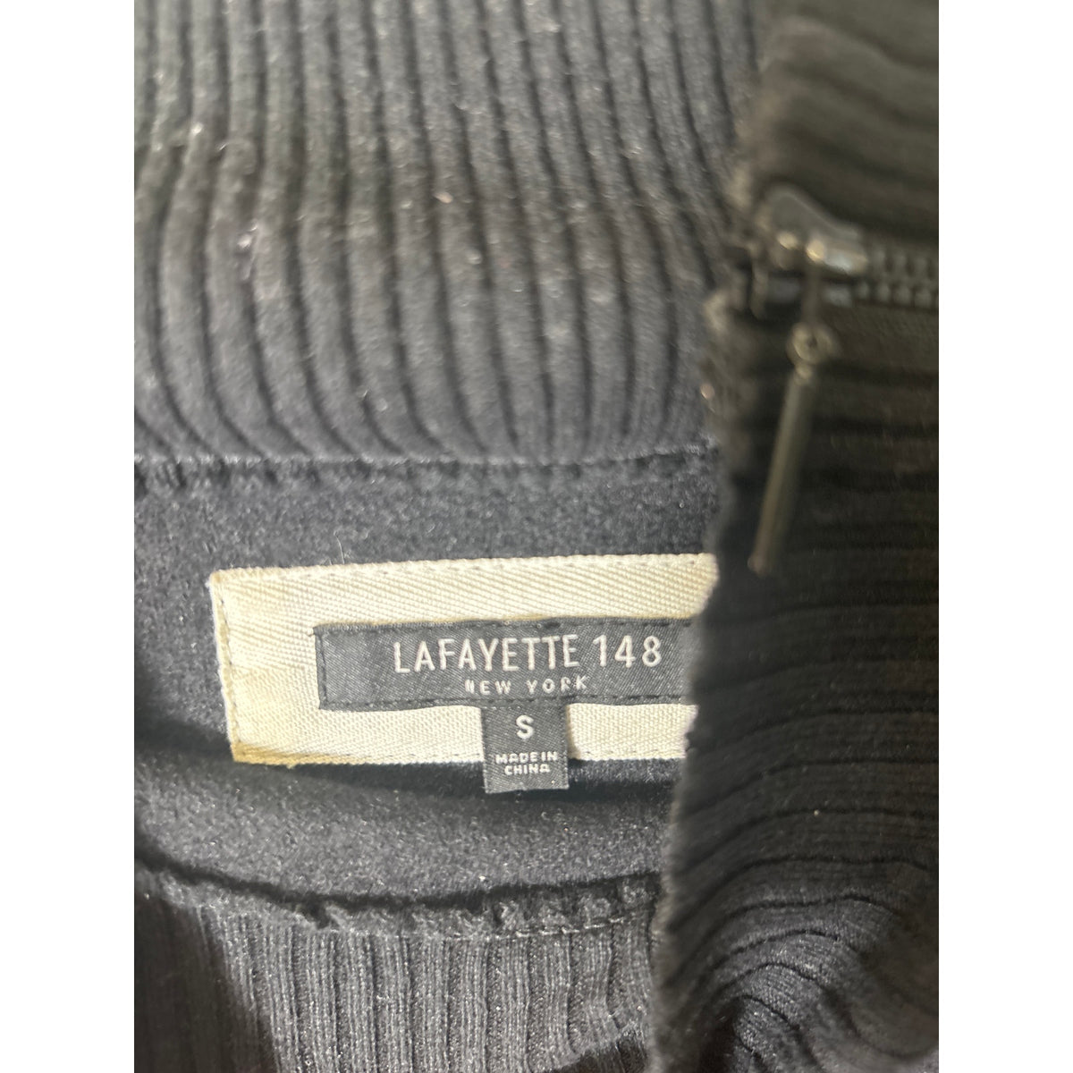 Lafayette 148 Black Long Sleeve Wool Mock Neck Shirt Sz S