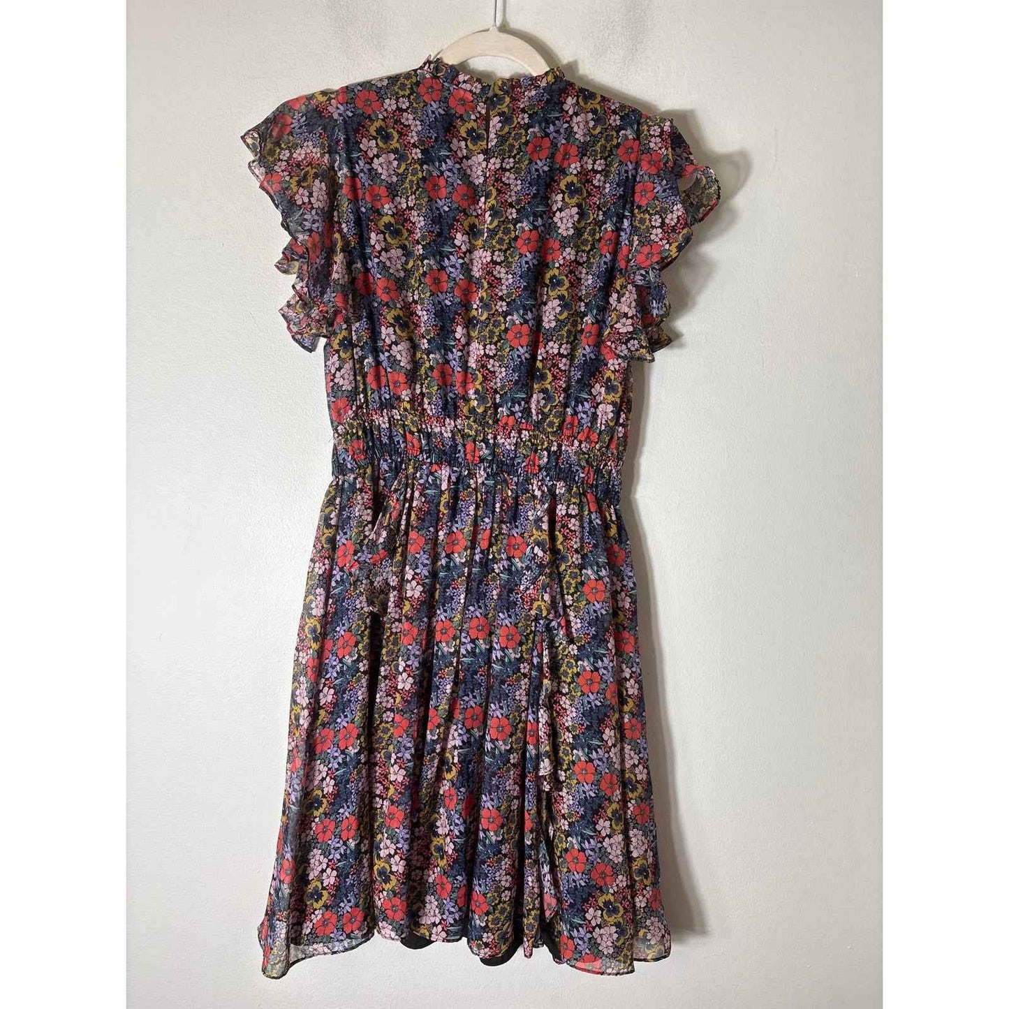 Shoshanna Mulitcolor Floral Flutter Sleeve Knee Length Dress Sz 4