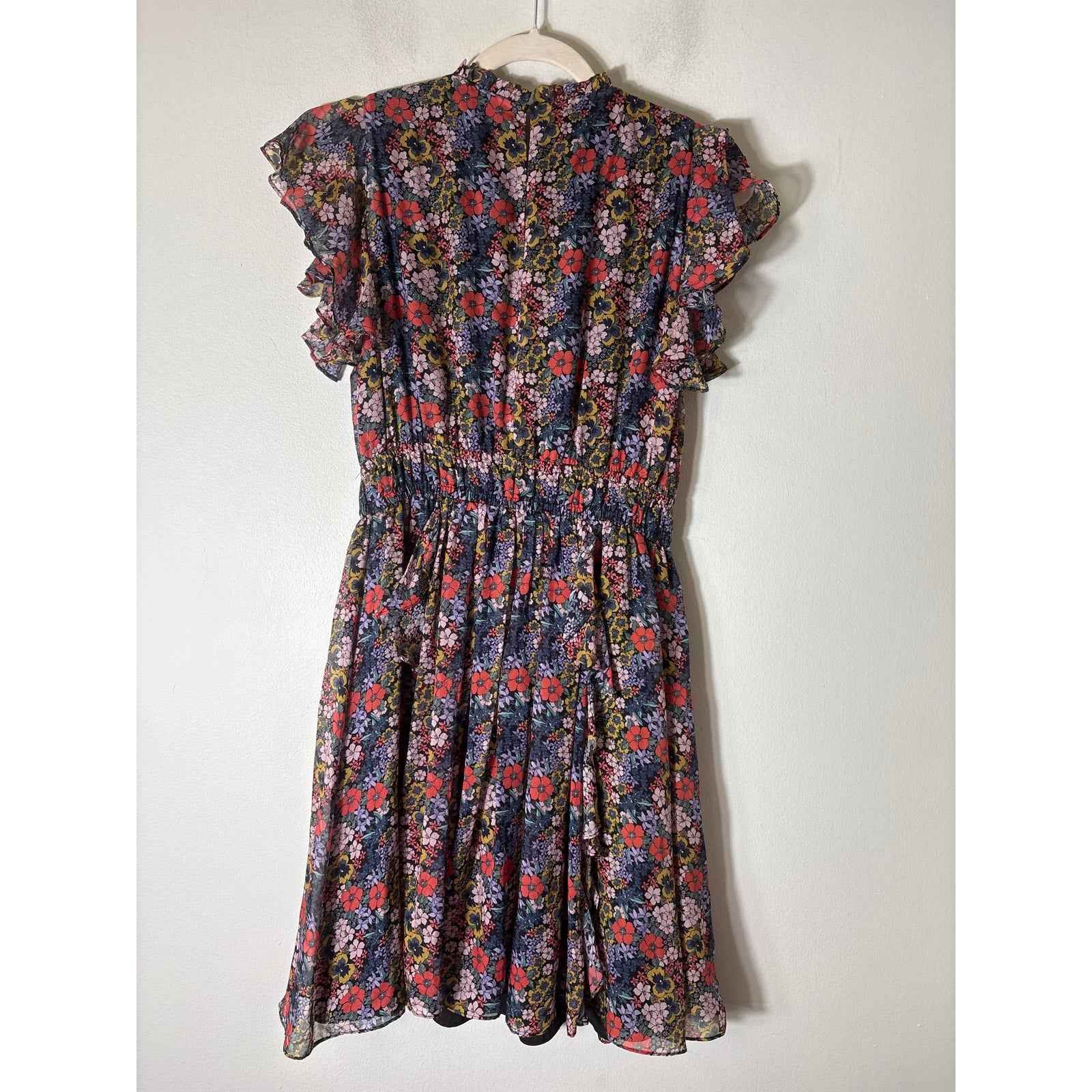 Shoshanna Mulitcolor Floral Flutter Sleeve Knee Length Dress Sz 4
