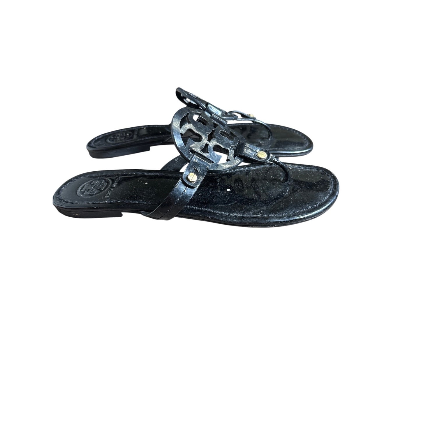 Tory Burch Black Patent Thong Flat Sandals Sz 9
