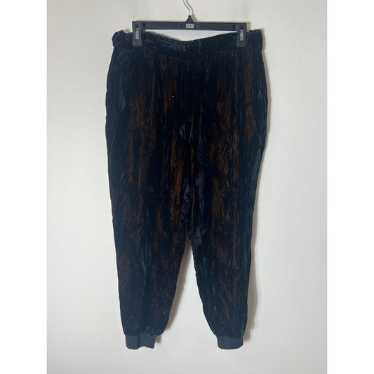 Alice + Olivia Black Gold Velvet Joggers Sz M