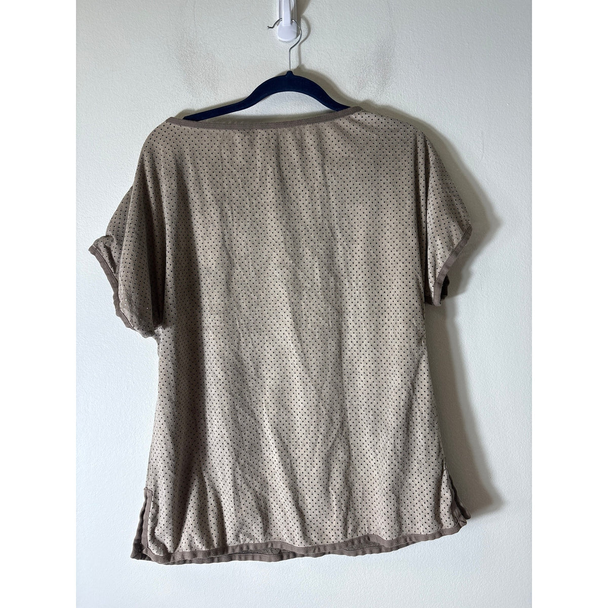 Worth Brown Laser Cut Faux Suede Shirt Sz S