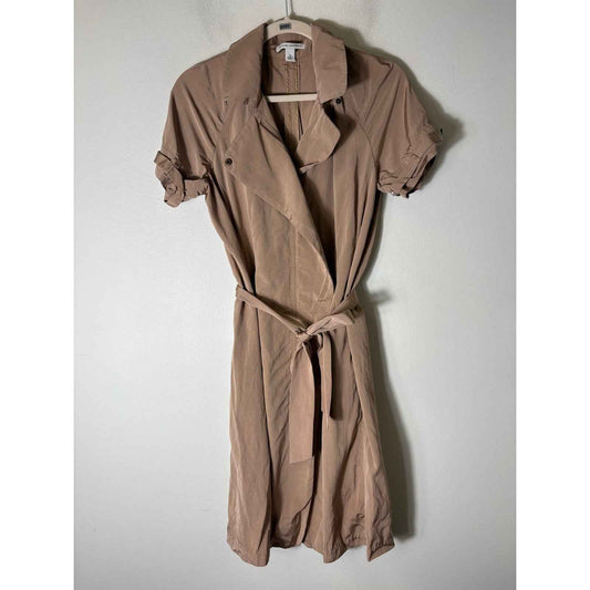 Banana Republic Tan Short Sleeve Knee Length Jacket Dress Sz 10
