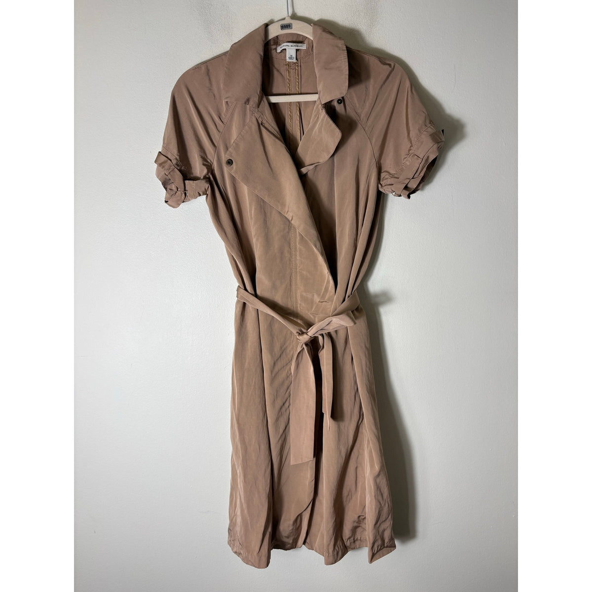 Banana Republic Tan Short Sleeve Knee Length Jacket Dress Sz 10
