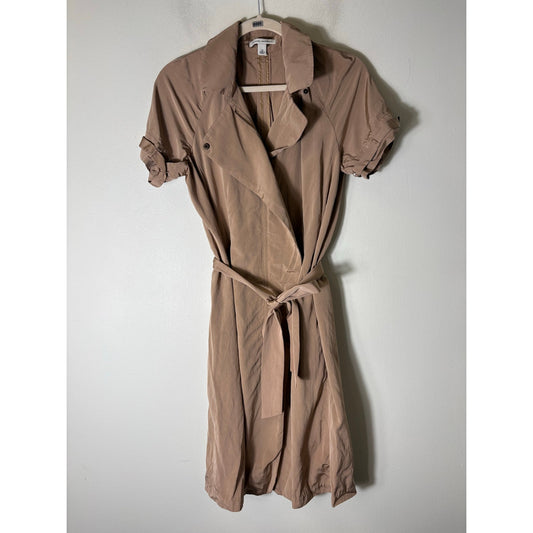 Banana Republic Tan Short Sleeve Knee Length Jacket Dress Sz 10
