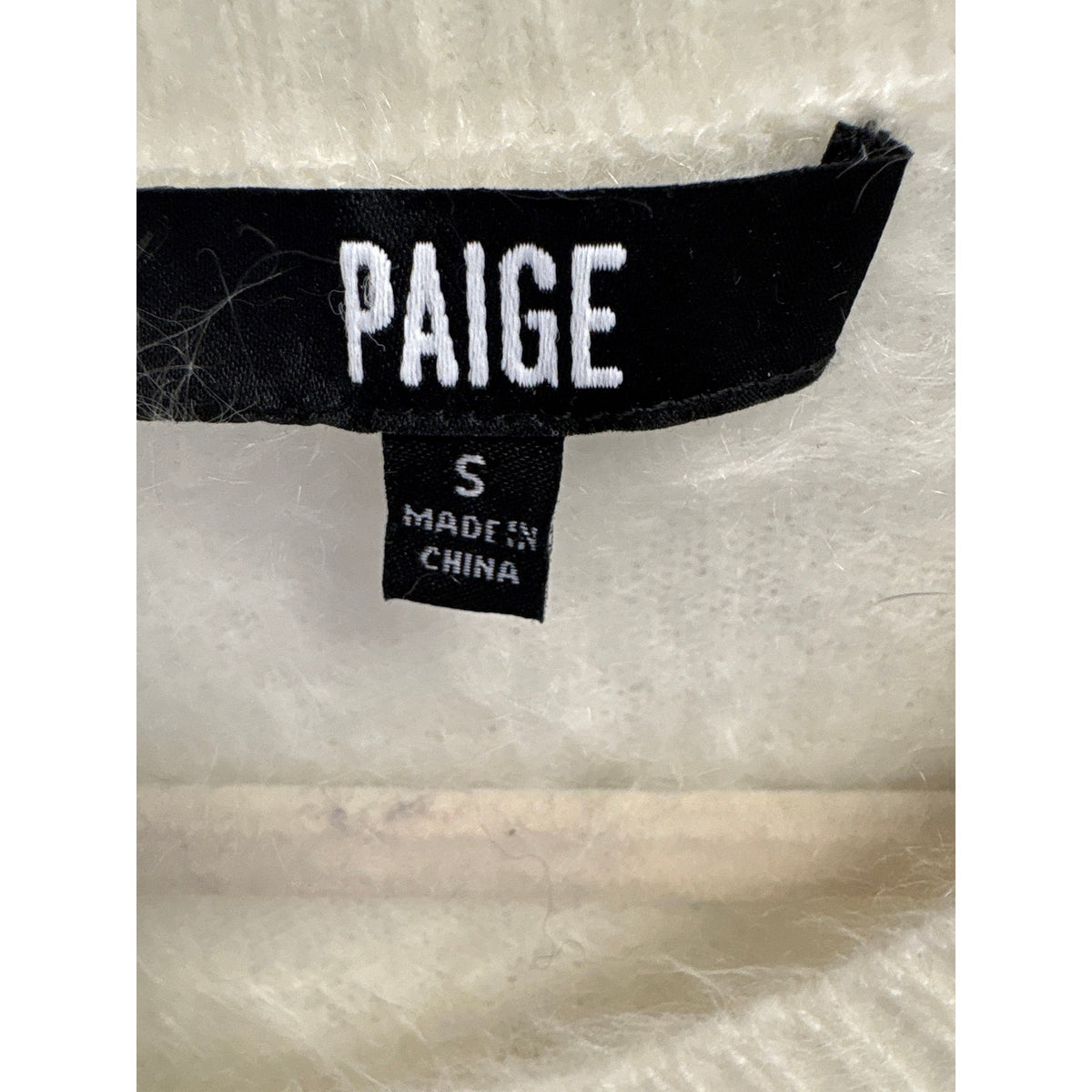 Paige Winter White Half Sleeve Fuzzy Cashmere Sweater Sz s