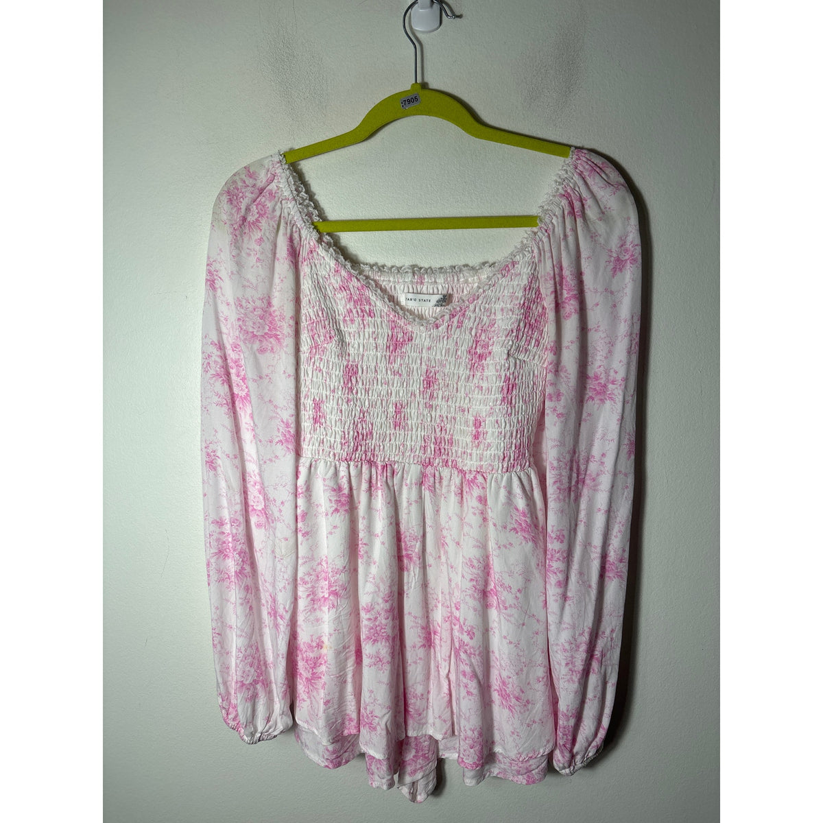 Altar'd State Pink Floral Long Sleeve Romper Sz S