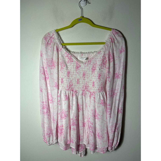 Altar'd State Pink Floral Long Sleeve Romper Sz S