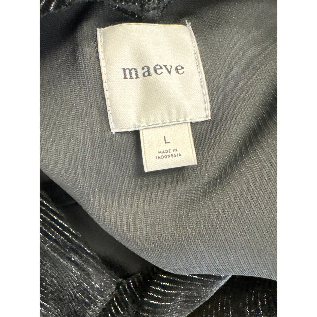 Maeve Black Sleeveless Metalllic High Neck V-Back Sz L
