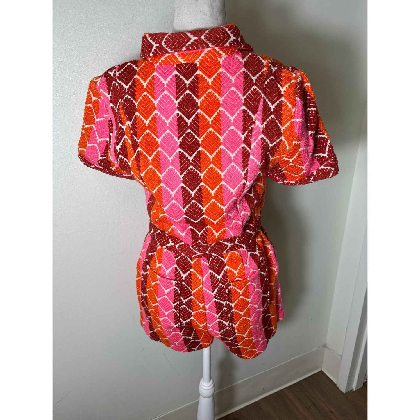 Saylor Red Pink Orange Heavy Knit Romper Sz S