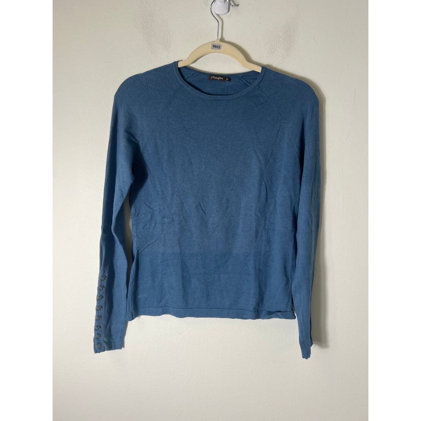 J. McLaughlin Blue Long Sleeve Cotton Blend Sweater Sz XS