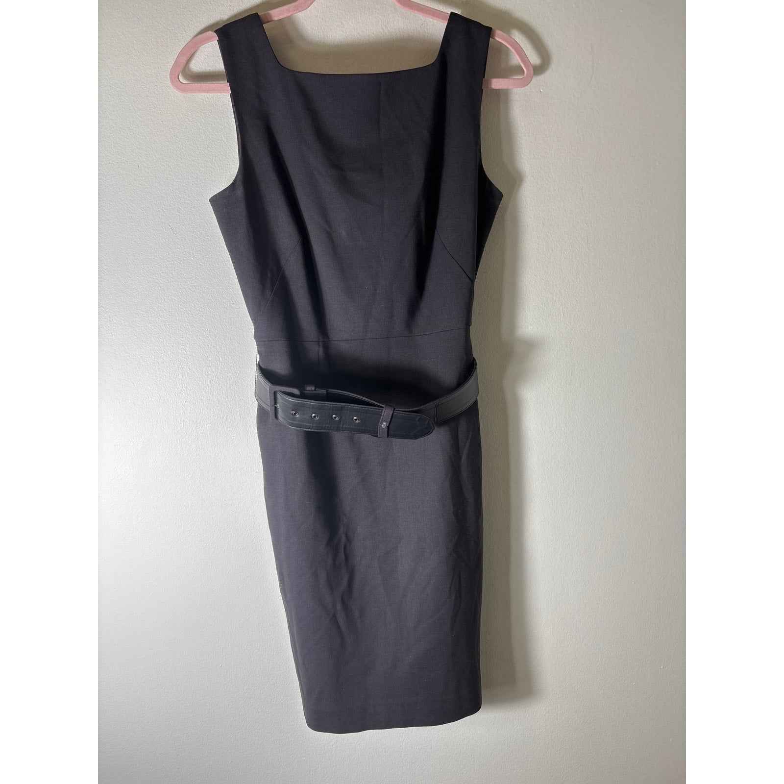 M.M. Lafleur Black Sleeveless Knee Length Belted Sheath Dress Sz 2